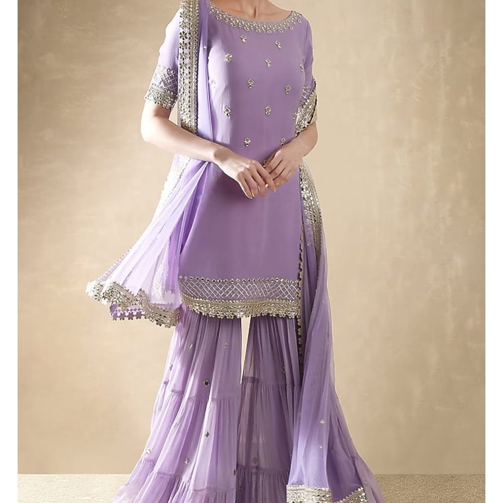 Renee Label – Lilac Embroidered Gharara Set (3XL)